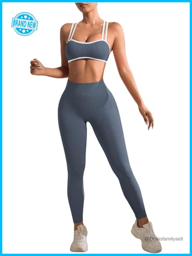 Seamless 2 Piece Tracksuit Sports Bra High Waist Leggings Workout Set